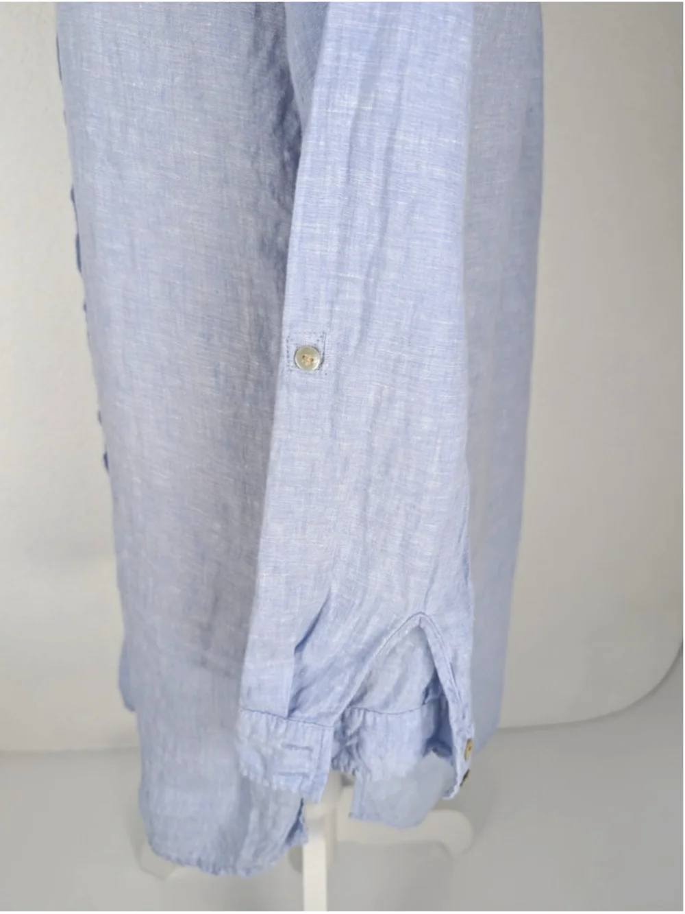 Tahari Linen Tunic Blouse Shirt Sz S Blue Classic Nautical Beachy Coastal - Picture 5 of 9